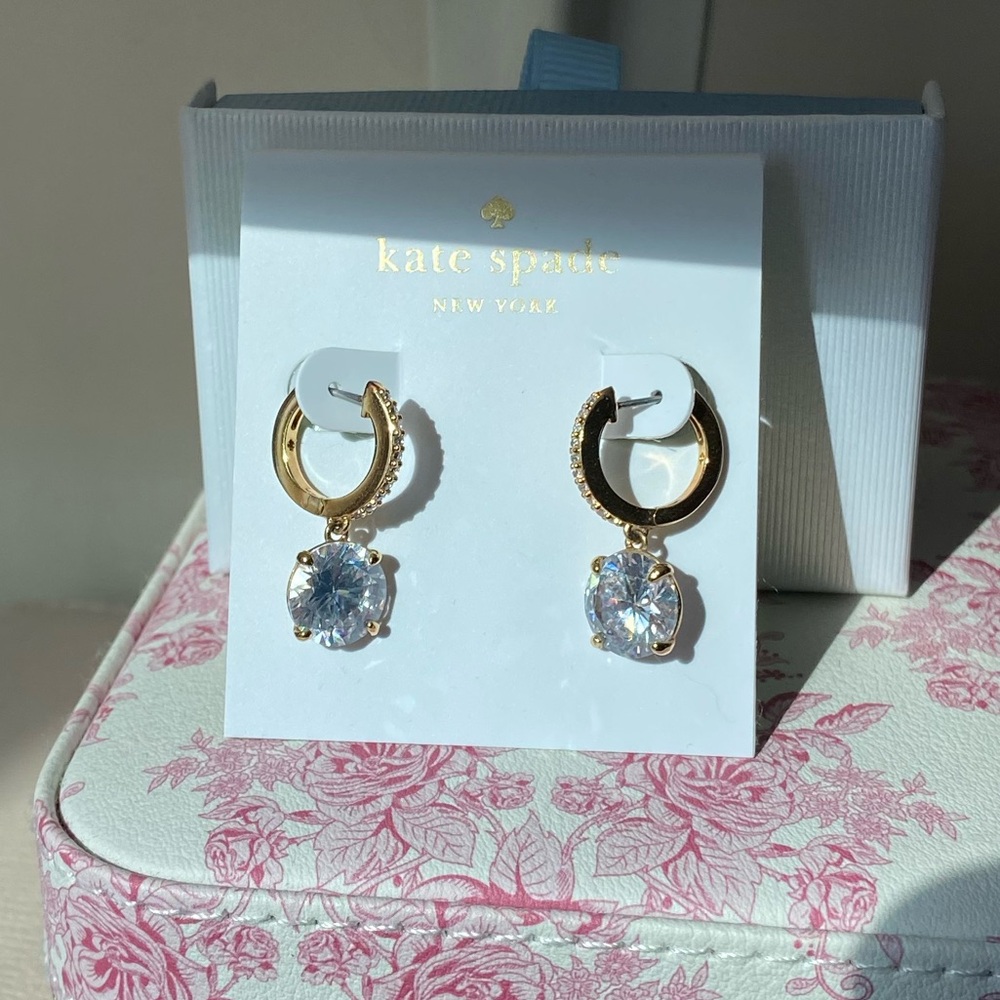 kate spade Gold Hoop Brilliant Drop Earrings